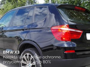 BMW X3 korekta lakieru, folie ochronne, przyciemnianie szyb 80%